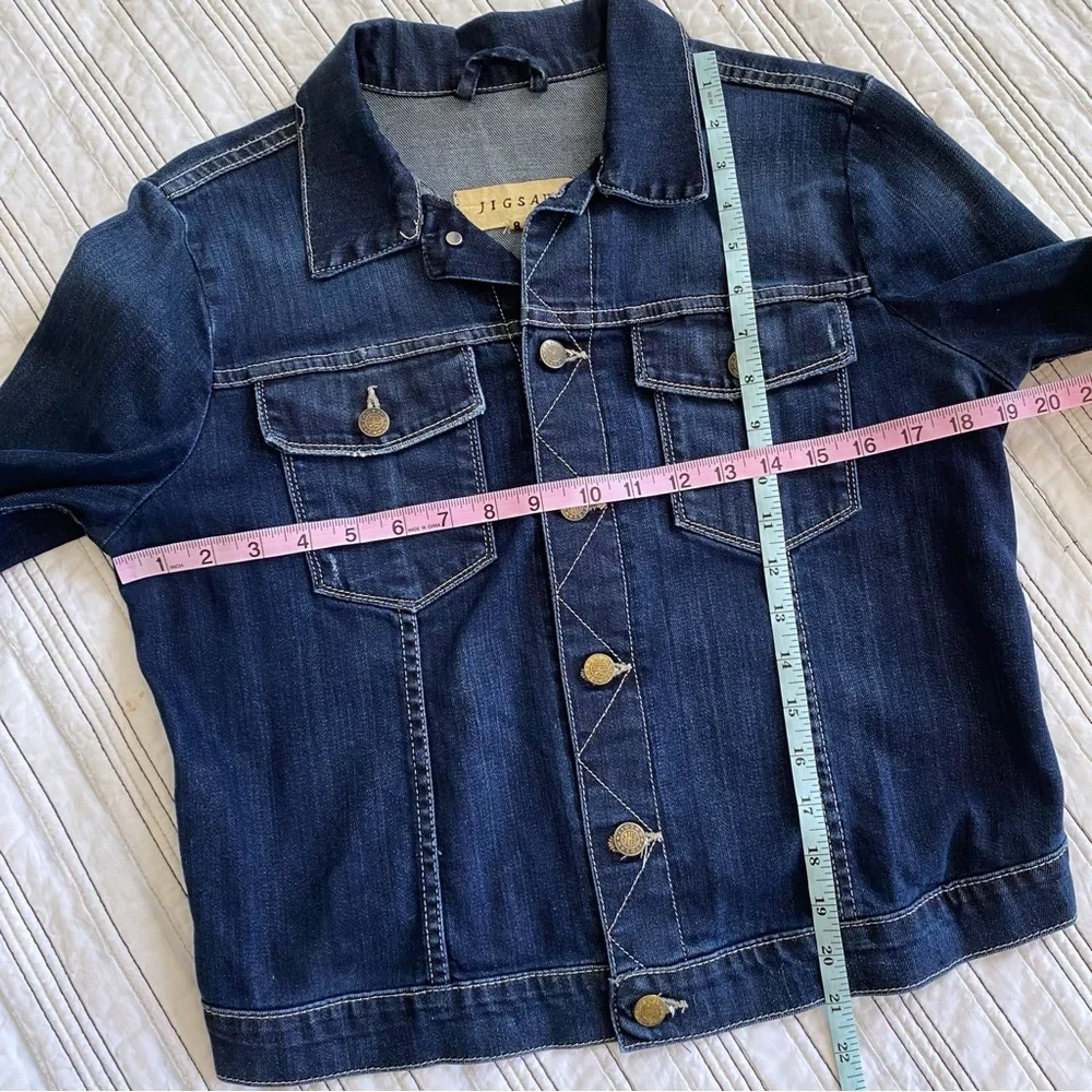 JIGSAW Classic Waist Length Denim Jacket in Dark Indigo size Women’s 12